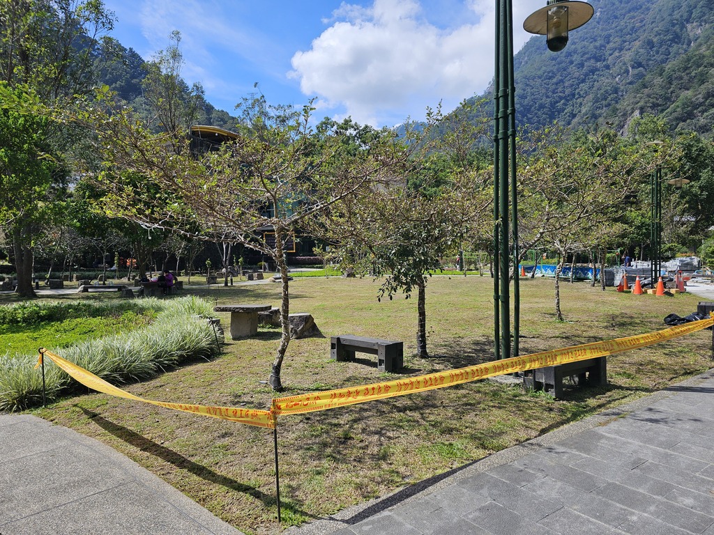 谷關公園部份場域施工佈置草皮
